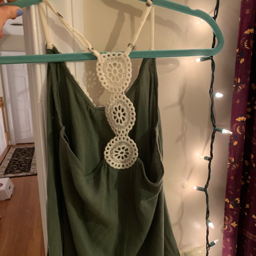 Holister green lace tank top